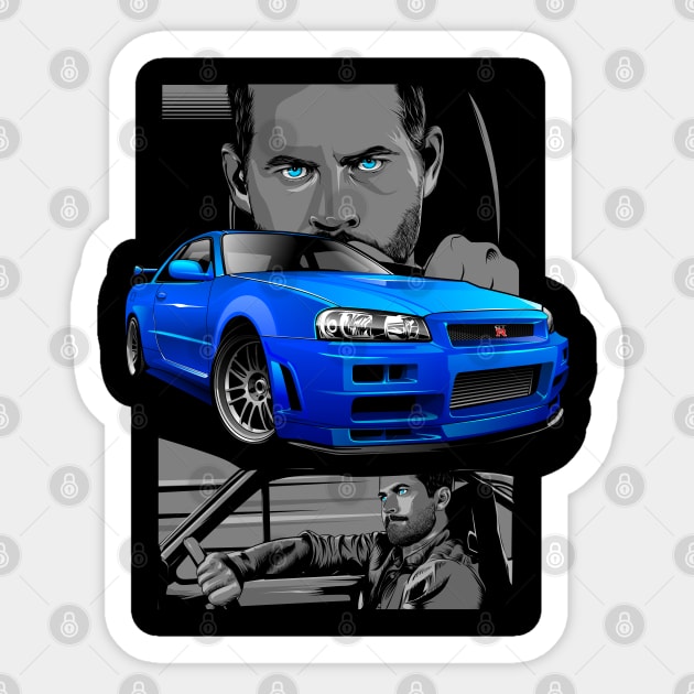 Paul Walker x GTR-R34 Sticker by rizadeli